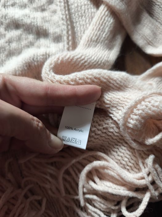 Kardigan narzutka pudrowy róż oversize