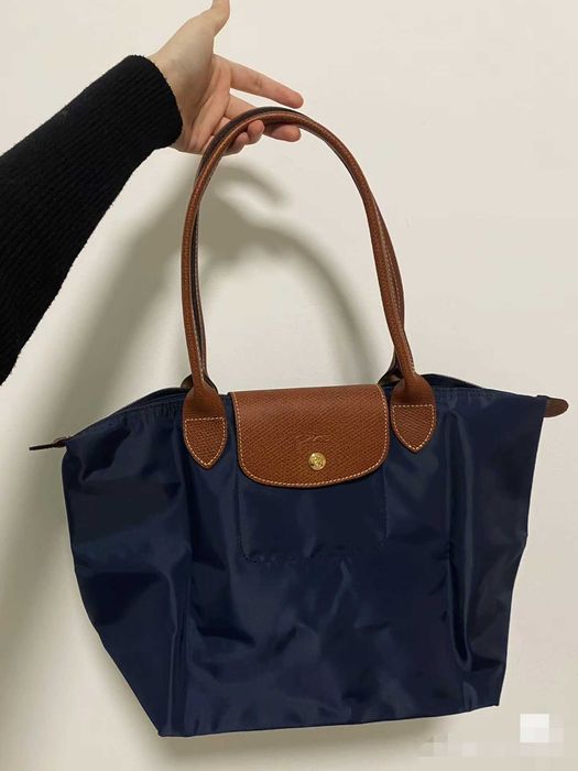 Torba Damska"Longchamp_Le_Pliage_Nylon_Skóra_Navy blue