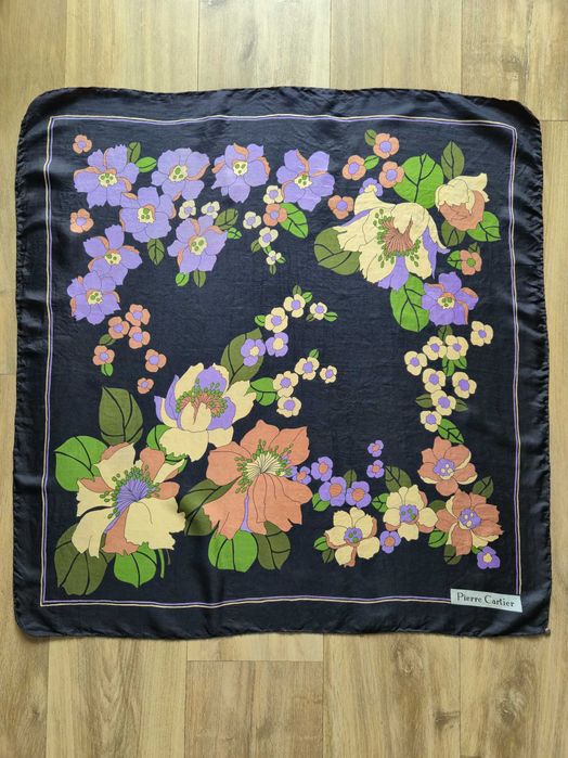 Jedwabna chusta w kwiaty Pierre Cartier