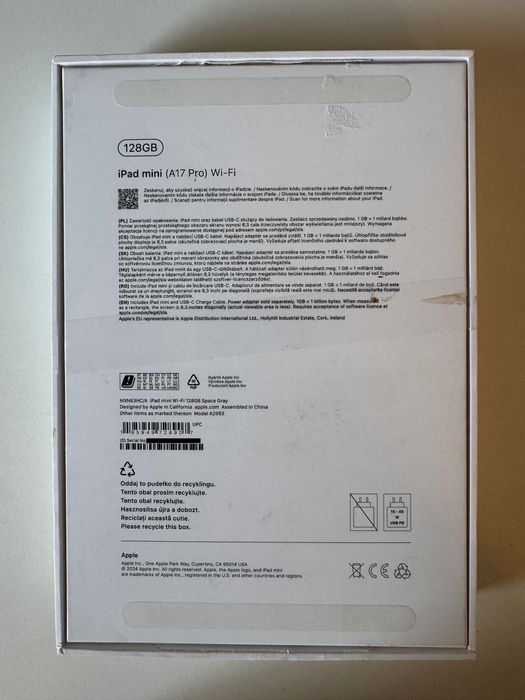 Apple iPad mini 7 (A17 Pro) 128 GB Wi‑Fi Space Gray gwarancja idealny