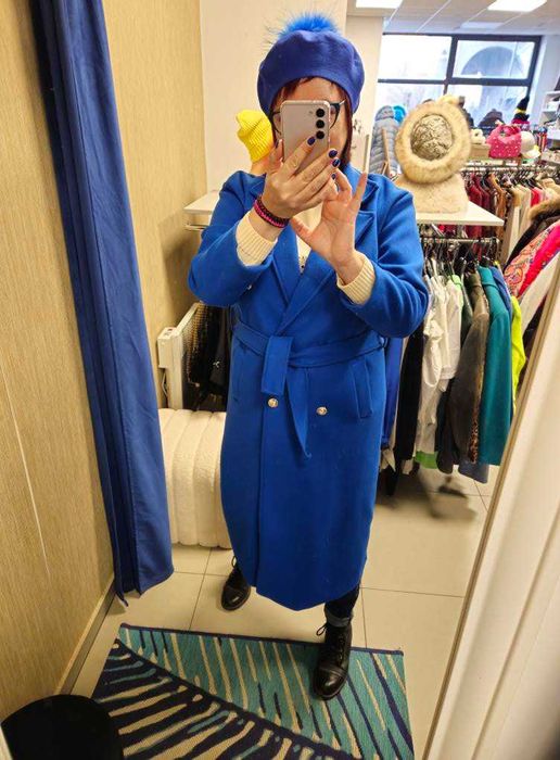 Chabrowy płaszcz midi r. XXL Italy !!!