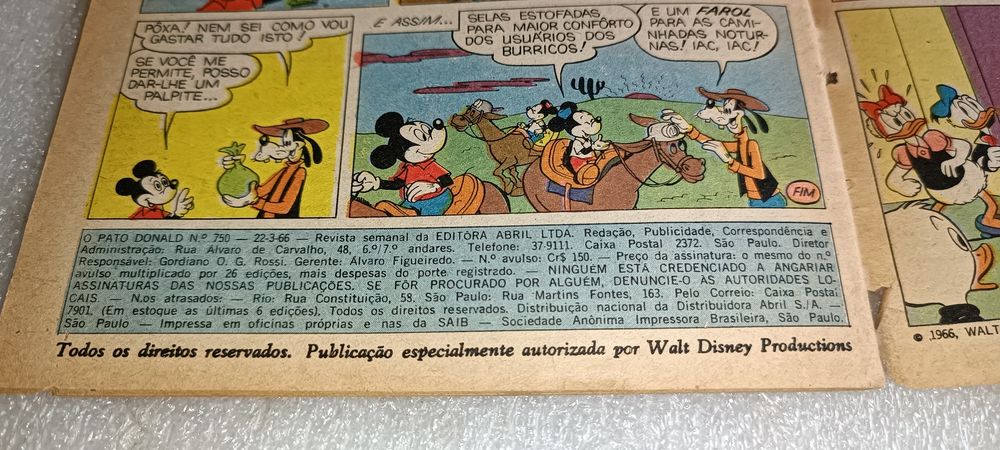Antiga revista Walt Disney Março de 1966