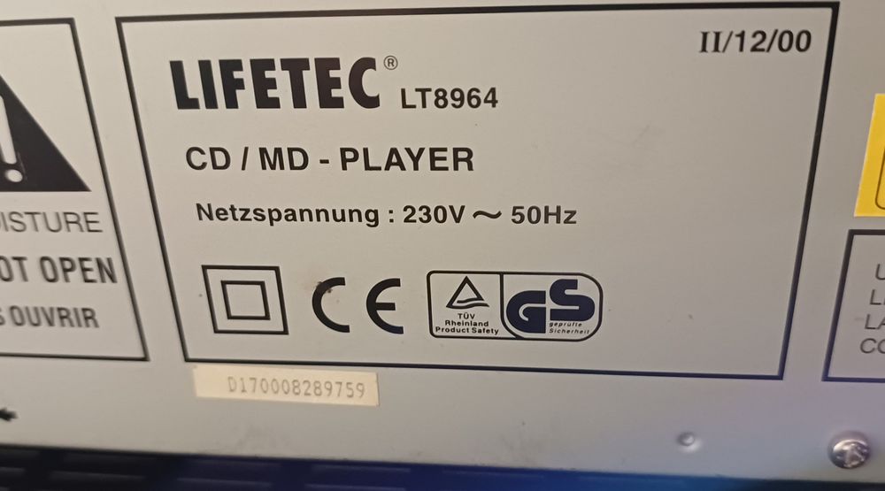 Combo Lifetec  LT8964  CD + Mini  Disc