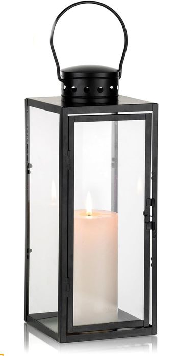 Czarna metalowa latarnia 35 cm