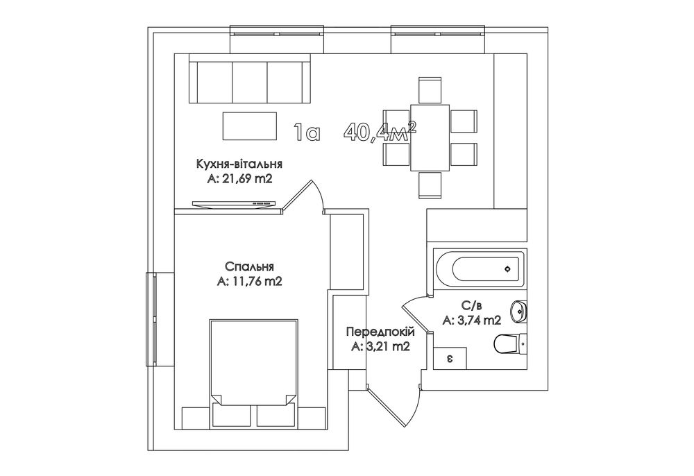 Cвітла однокімнатна 40 кв.м., ЖК Kvartal Soborna , двір без машин