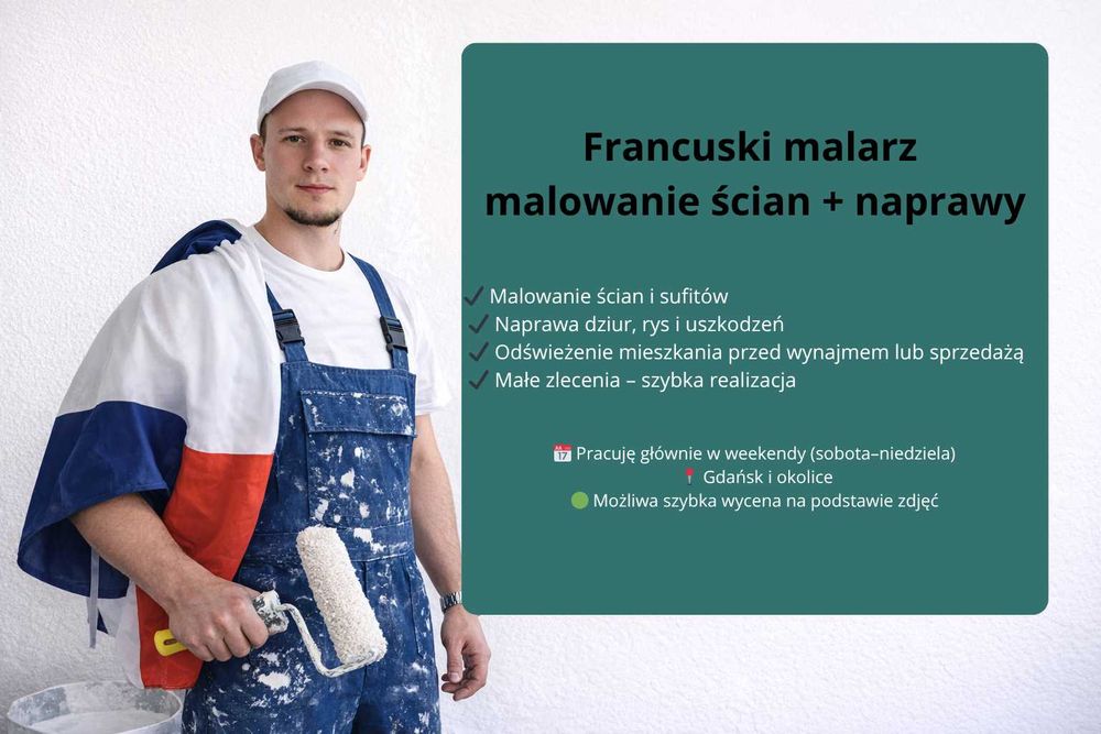 Francuski malarz – malowanie ścian i naprawy | szybkie terminy | Gdańsk