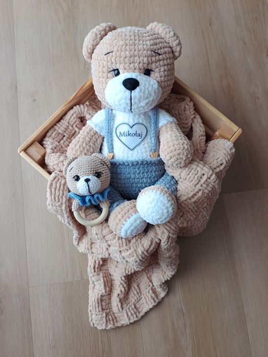 Ręcznie robiony miś szydełkowy mięciutki personalizowany handmade