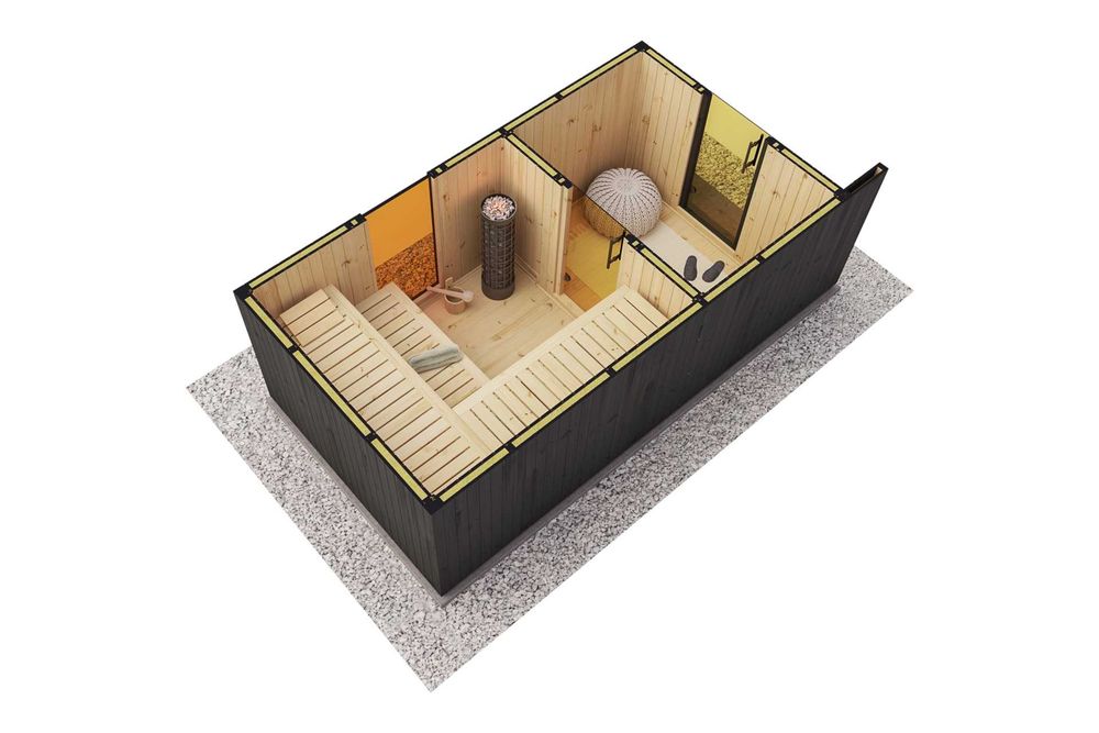 Sauna zewnętrzna fińska Musta 2x3 m montaż+zestaw 5 el. gratis