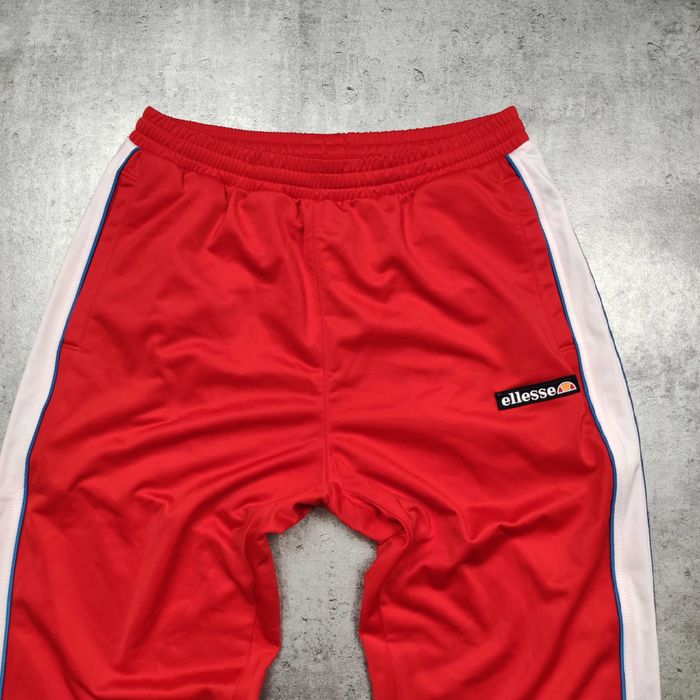MĘSKIE Spodnie Dresy Śliskie Trening Ellesse Italy Lampas Czerwone