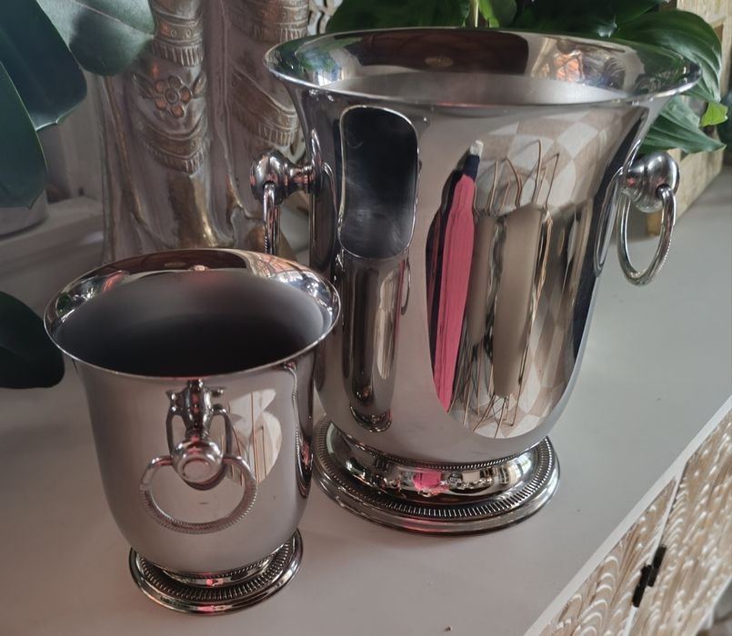 Conjunto de baldes de gelo/champanhe vintage em aço inoxidável 18/10