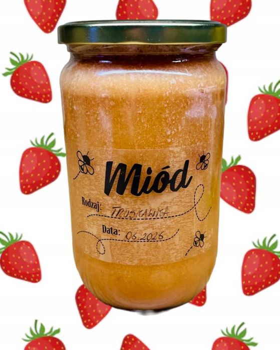 NATURALNY Miód - Truskawka 950g DUŻY SŁOIK