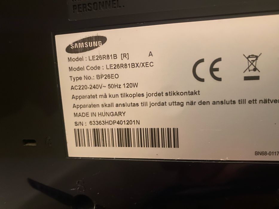 Samsung LE-26R81B tv 66 cm (26") HD Preto 450 cd/m²