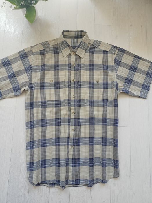 Koszula męska granatowo beżowa