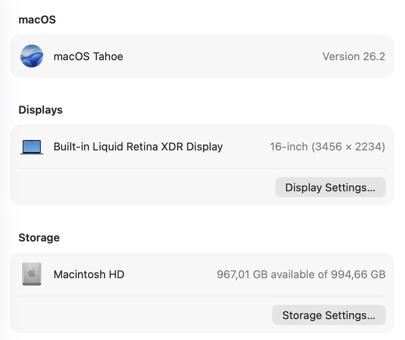 MacBook Pro 16’ 2021 M1 Pro 16Gb 1Tb SSD Space