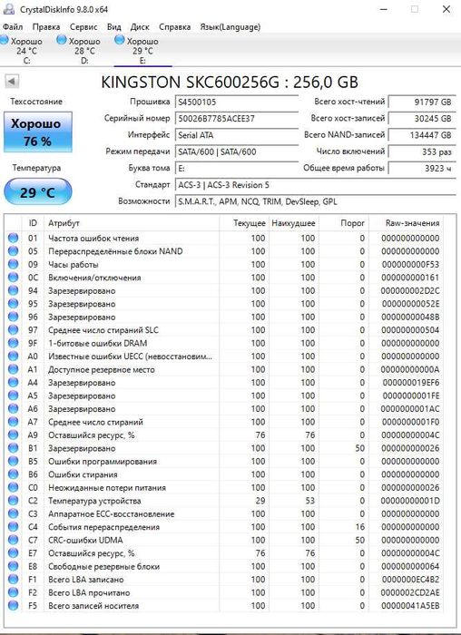 Накопитель SSD Kingston KC600 256GB (SKC600/256G)