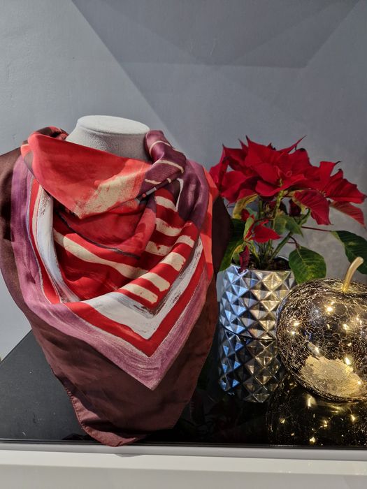 Duża chustka apaszka na szyję we wzory Vintage