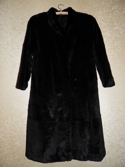 Меховая шуба Зимняя шуба Кроличья шуба Натуральная чёрная шуба кролик