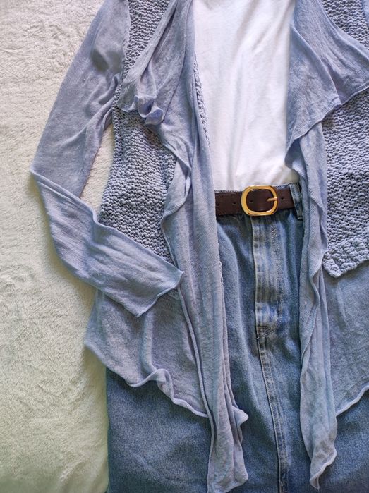 Wyprzedaż! Kardigan dłuższy pleciony oversize luźny  asymetryczny