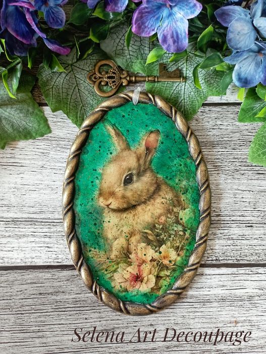 Dekoracyjny medalion zawieszka vintage Prowansja shabby chic decoup