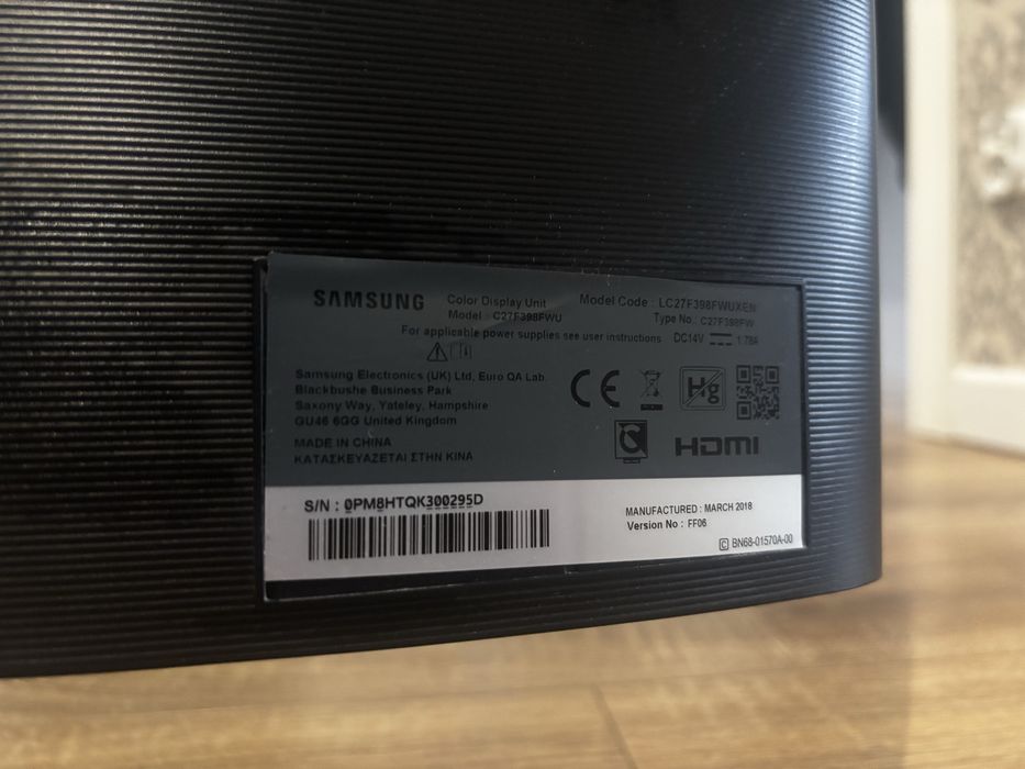 Monitor Samsung C27F398FWUX Curve 27’