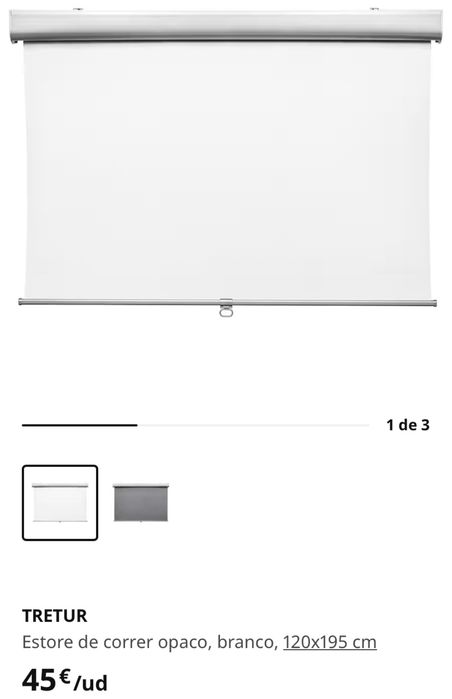 estore de rolo branco opaco Tretur Ikea - 120cm largura