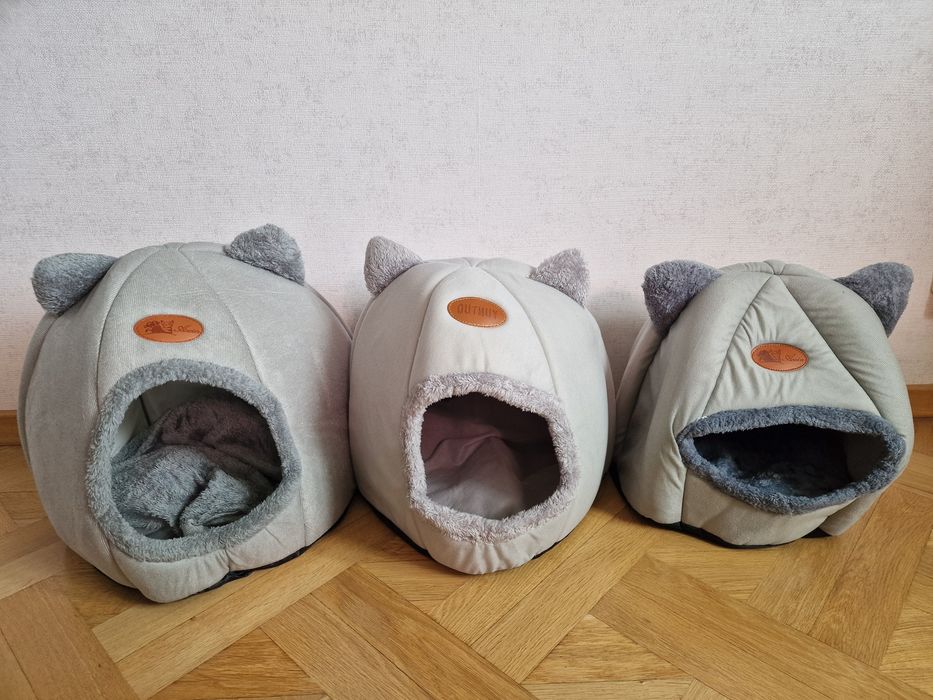 Домик с ушками круглая лежанка травка спальник для кота кошки собаки