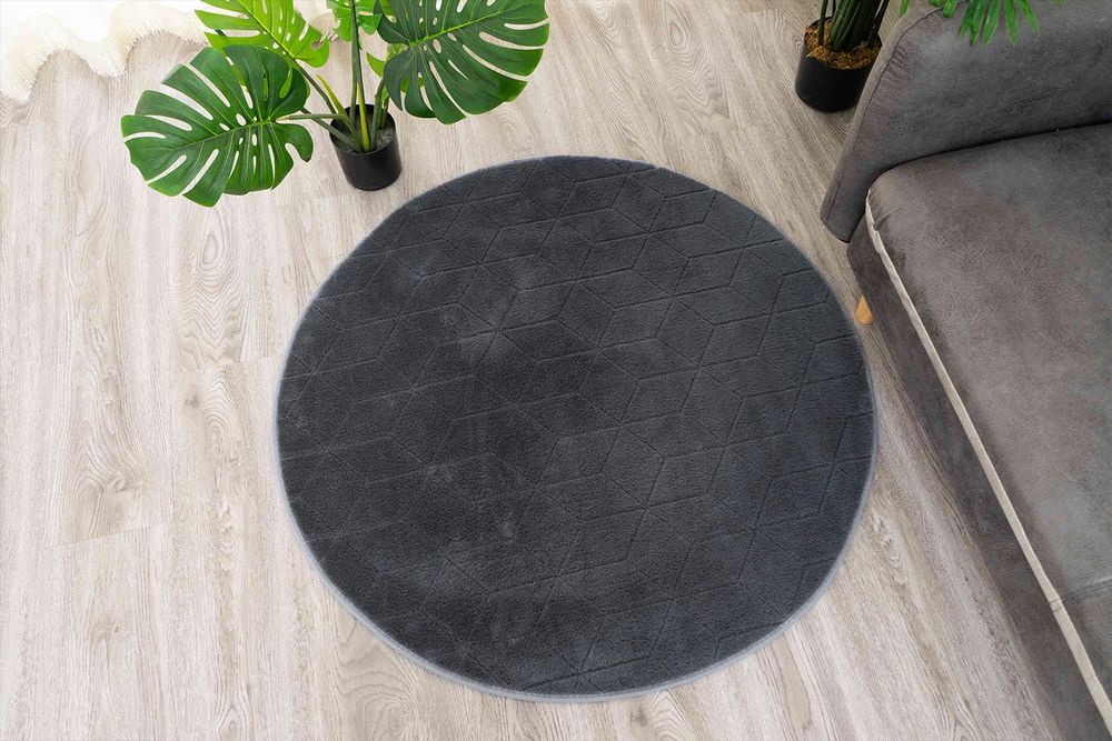 Dywan Villago Coniglio okrągły SZARY śr. 140 cm – pluszowy, miękki‼️