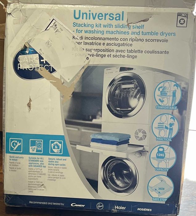 Zestaw łączący pralka suszarka CARE+PROTECT, wysuwana półka WSK1110U