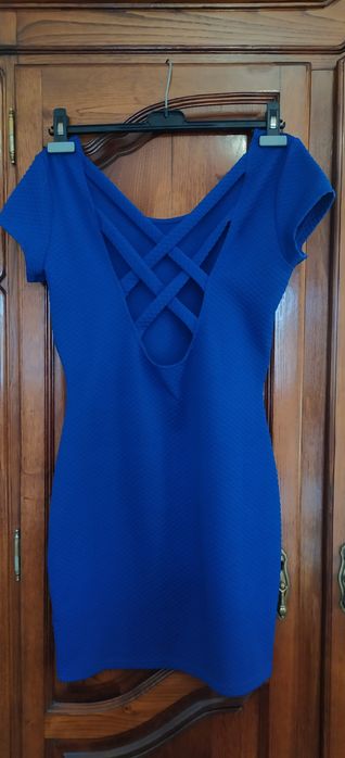 Vestido Azul Curto Costas Abertas