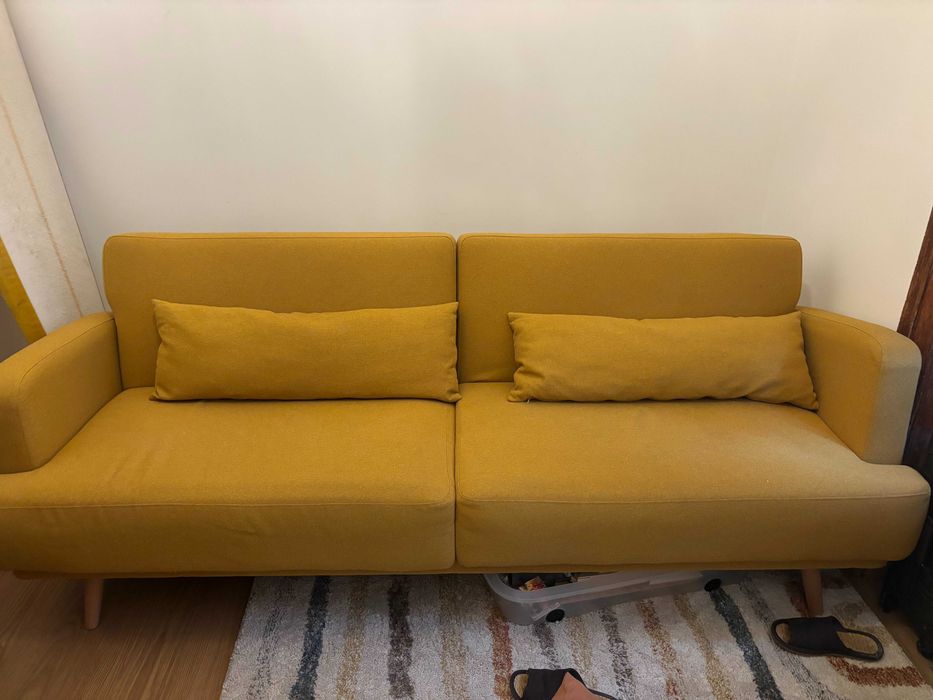 Sofá clic-clac de 3 lugares amarelo - Maisons du Monde