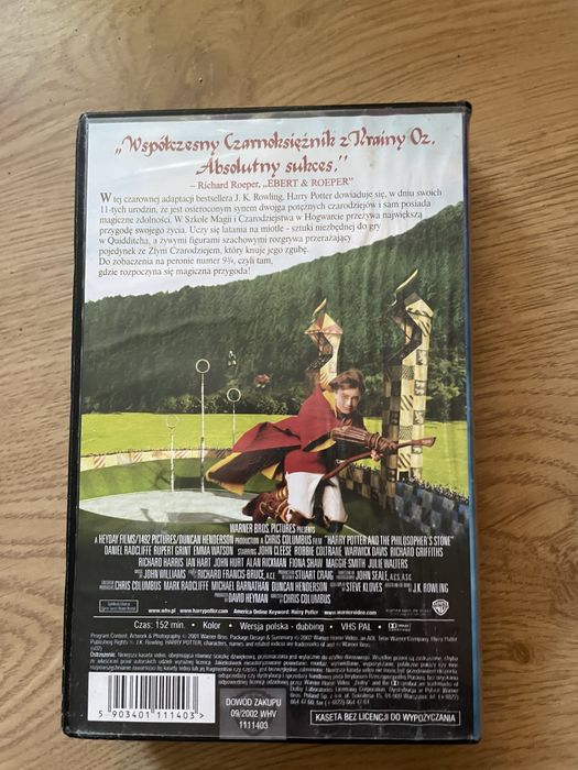 Kaseta VHS video Harry Potter i kamień filozoficzny