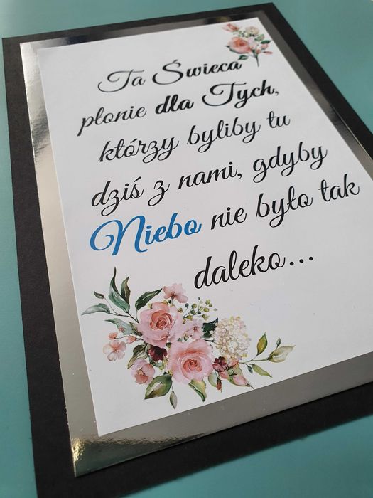 Karta A4 ta świeca płonie dla tych.. wesele, ślub