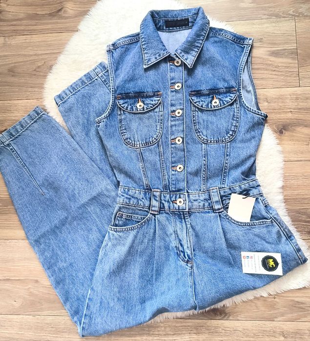 Zara Z1975 kombinezon jeansowy 36 S balloon J221