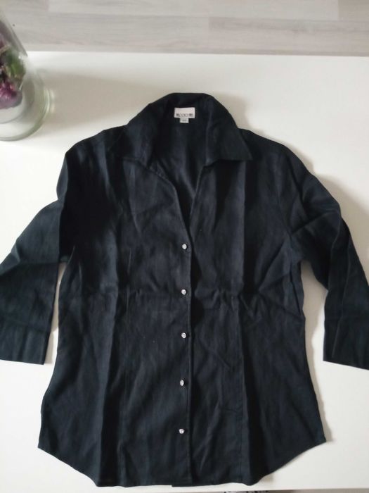Brookshire czarna koszula damska 100% len r 38