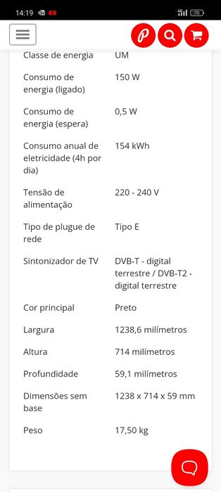 Tv Samsung 55"mais suporte para parede