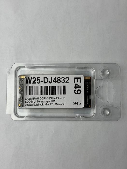 Оперативна пам'ять Crucial DDR5 SO-DIMM 32GB 4800MHz CL40