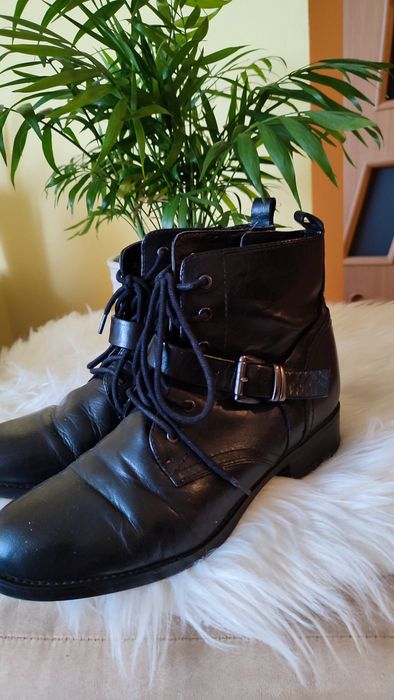 Skórzane buty zimowe botki trzewiki 38