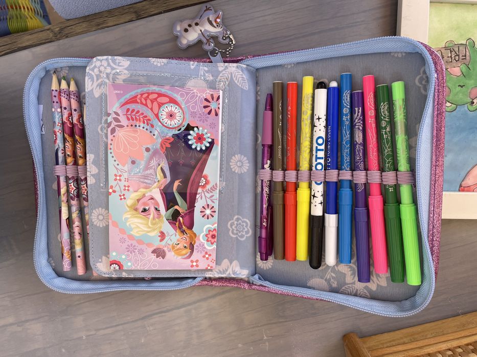 Estojo + canetas + acessorios Frozen