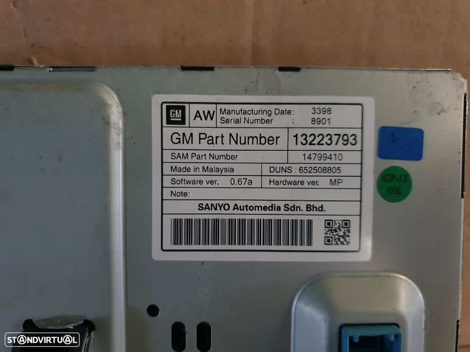 Display ecrã multifunções computador bordo Opel Insignia A GM132.23793