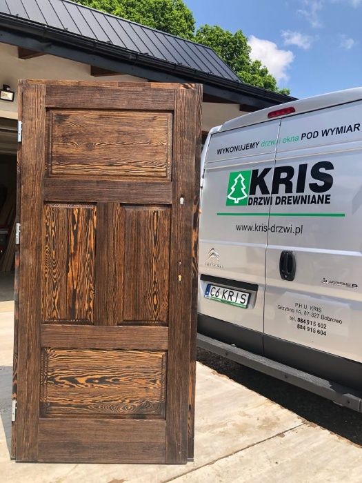 Drzwi zewnętrzne drewniane postarzane wiejskie SOSNA CAŁA POLSKA
