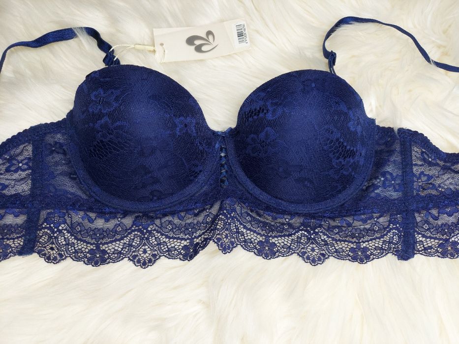 Новий бюстгальтер Анжеліка пуш-ап B 36/80 синій кружевний