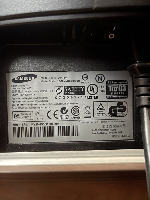 Samsung 2043BW монітор