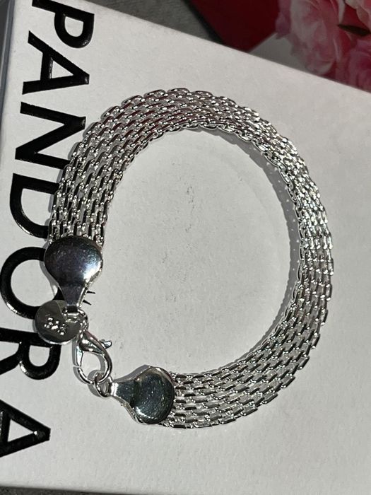 Bransoletka srebrna szeroka siatka srebro 925 nowa