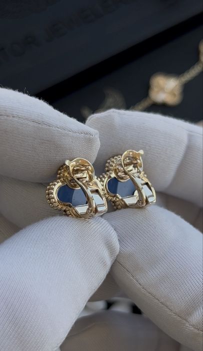 Сережки Ван Клиф желтое золото 585 пробы. Сережки Van Cleef