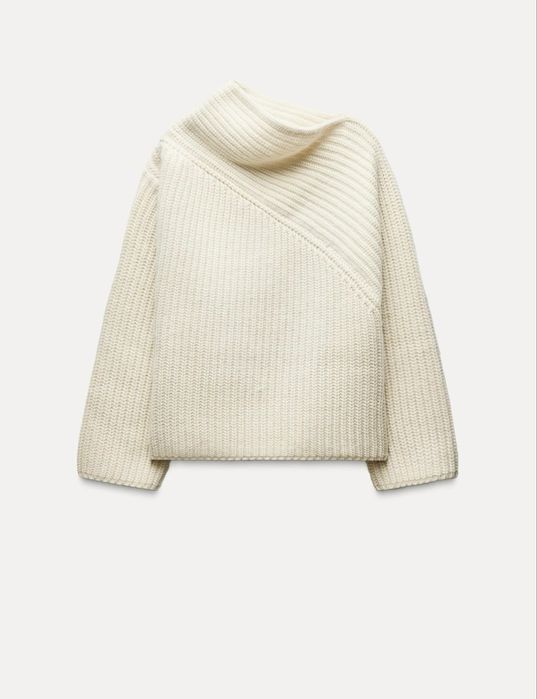 Sweter kremowy Zara wełniany rozmiar S wełna