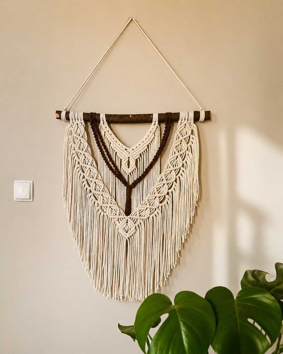 Duża makrama ścienna boho handmade | natural decor