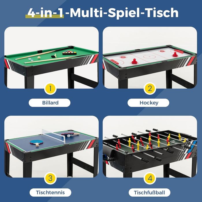 COSTWAY stół do gier 4w1 piłkarzyki bilard hokej tenis stołowy