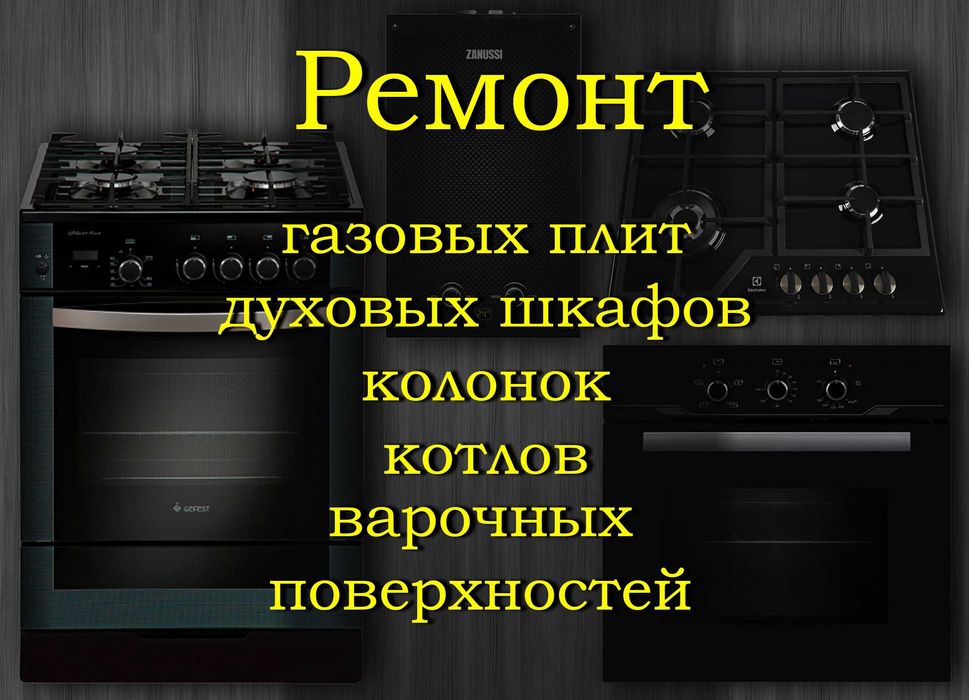 Ремонт варочних поверхонь, духових шафів, газових плит, колонок.