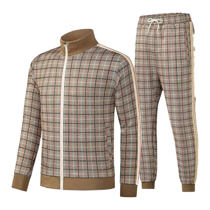 Męski Dres Komplet w Kratkę EU L Bluza Spodnie