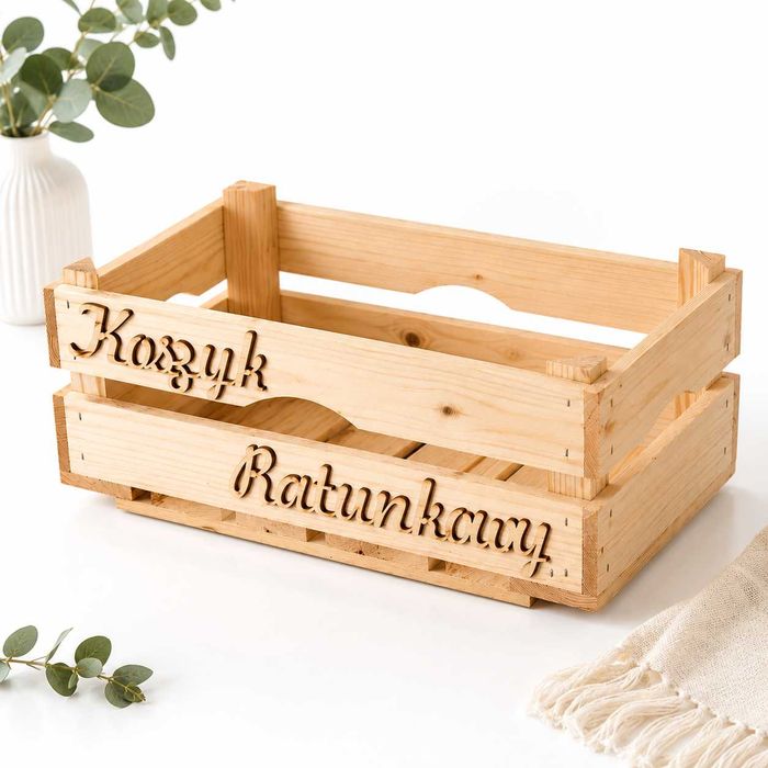 Koszyk Ratunkowy Drewniany Niezbędnik Skrzynka Wesele Ślub